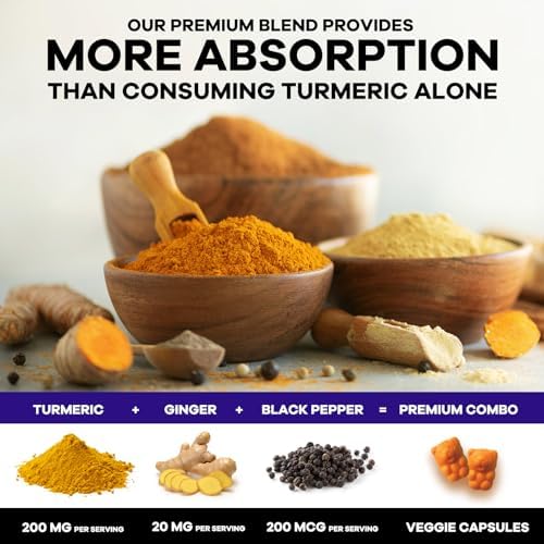 Gomitas de Cúrcuma y Curcumina Sin Azúcar - 95% Curcuminoides con Jengibre y Pimienta Negra para Mejor Absorción, Soporte Articular Vegano, Sabor - imagen 7