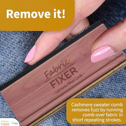 Peine Removedor de Pelusas de Cachemira con Mango de Madera de Cedro Natural (Diseño de Doble Cara) para Suéteres de Lana y Ropa Delicada - imagen 3