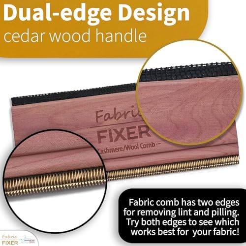 Peine Removedor de Pelusas de Cachemira con Mango de Madera de Cedro Natural (Diseño de Doble Cara) para Suéteres de Lana y Ropa Delicada - imagen 5