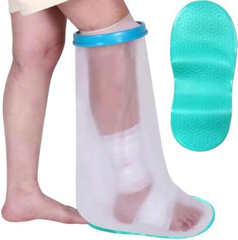 Cubierta de ducha impermeable Lxuemlu 100% para yeso de pierna, con fondo antideslizante, bolsa para pies, protector para mantener heridas y vendajes - imagen 1