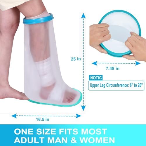 Cubierta de ducha impermeable Lxuemlu 100% para yeso de pierna, con fondo antideslizante, bolsa para pies, protector para mantener heridas y vendajes - imagen 2