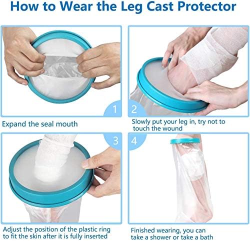 Cubierta de ducha impermeable Lxuemlu 100% para yeso de pierna, con fondo antideslizante, bolsa para pies, protector para mantener heridas y vendajes - imagen 3
