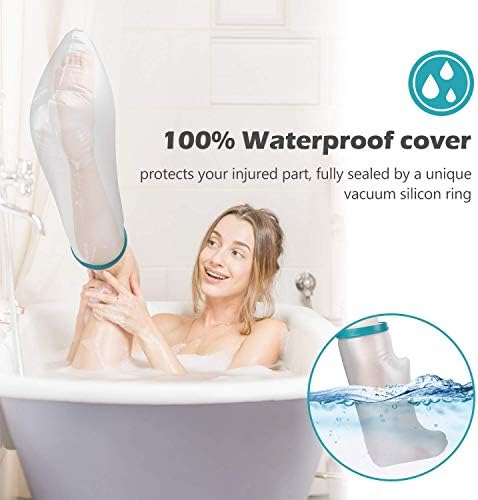 Cubierta de ducha impermeable Lxuemlu 100% para yeso de pierna, con fondo antideslizante, bolsa para pies, protector para mantener heridas y vendajes - imagen 5