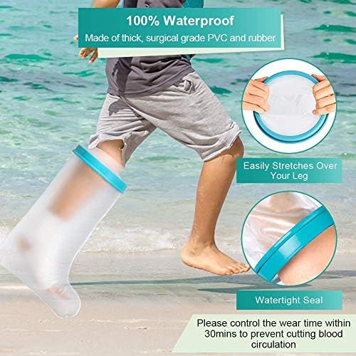 Cubierta de ducha impermeable Lxuemlu 100% para yeso de pierna, con fondo antideslizante, bolsa para pies, protector para mantener heridas y vendajes - imagen 6