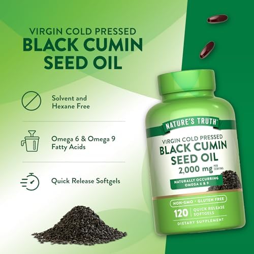 Píldoras de Aceite de Semilla Negra Nature's Truth | 2,000mg | 120 Softgels | Comino Virgen Prensado en Frío | Suplemento Sin OGM y Sin Gluten - imagen 5