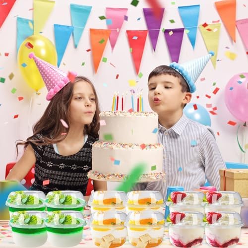 Tiaiidi 50 Piezas de Vasos Plásticos Desechables Transparentes de 12 oz con Tapa de Domo y Cucharas, Vasos para Postres y Snacks - imagen 4