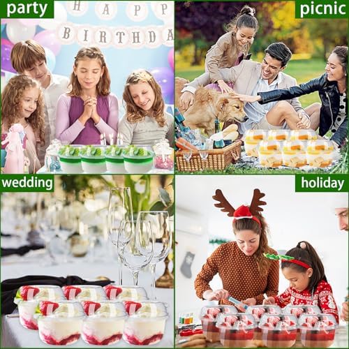 Tiaiidi 50 Piezas de Vasos Plásticos Desechables Transparentes de 12 oz con Tapa de Domo y Cucharas, Vasos para Postres y Snacks - imagen 5