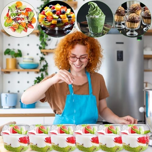 Tiaiidi 50 Piezas de Vasos Plásticos Desechables Transparentes de 12 oz con Tapa de Domo y Cucharas, Vasos para Postres y Snacks - imagen 6