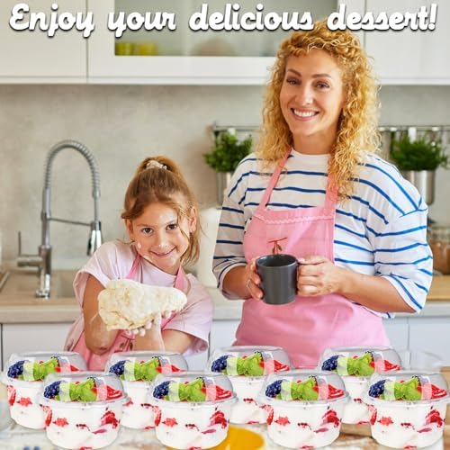 Tiaiidi 50 Piezas de Vasos Plásticos Desechables Transparentes de 12 oz con Tapa de Domo y Cucharas, Vasos para Postres y Snacks - imagen 7