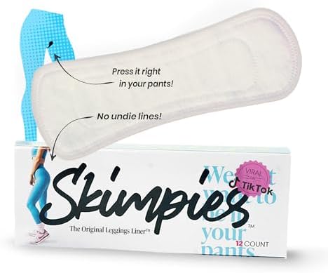 Skimpies Liner Original para Leggings™ | Luce como sin ropa interior sin filtraciones, manchas, olores o infecciones | Paquete de 12, Color Blanco - imagen 1