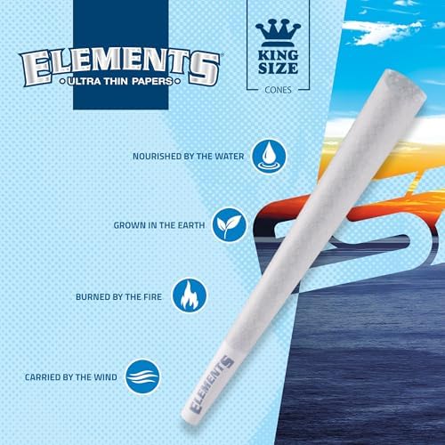 Conos Elements King Size | Paquete de 50 | Papel de arroz natural pre enrollado con puntas y palitos de embalaje incluidos - imagen 4