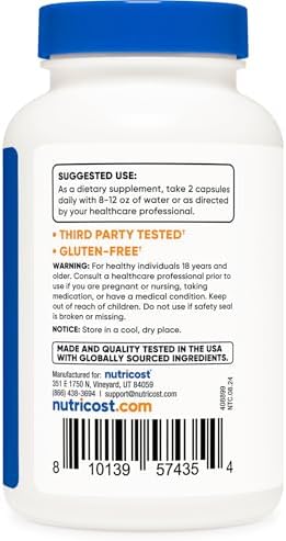 Extracto de Hoja de Mullein Nutricost 120 Cápsulas - 60 Porciones por Botella, Vegano, Sin OGM y Sin Gluten - imagen 5