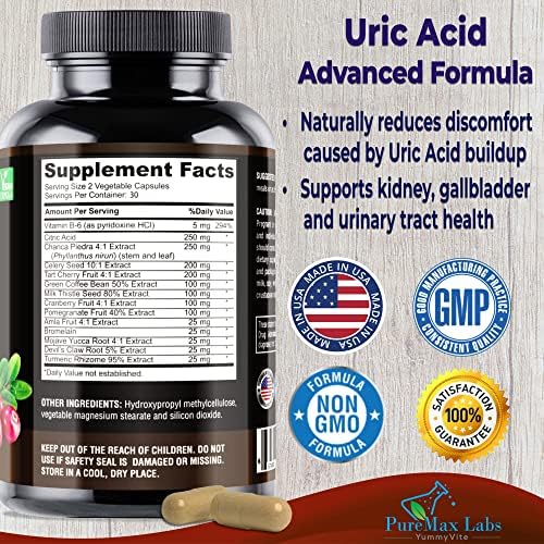 YUMMYVITE Fórmula Avanzada de Ácido Úrico – Limpieza de Riñones, Hígado, Vesícula Biliar y Tracto Urinario con Arándano, Chanca Piedra, Cereza Ácida, - imagen 2