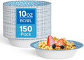 Tazones de Papel MUCHII de 10 Oz, Paquete de 150, Tazones Desechables Impermeables Impresos en Azul para Snacks, Postres y Comidas Ligeras - imagen 1