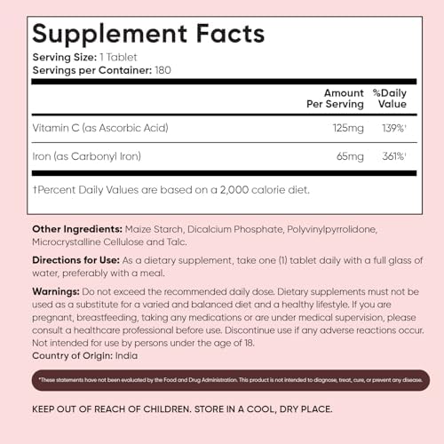 WeightWorld Hierro 65mg con Vitamina C 125mg - 180 Tabletas para Salud Sanguínea, Energía y Soporte Inmunológico | Suplemento Suave Vegano y No - imagen 6