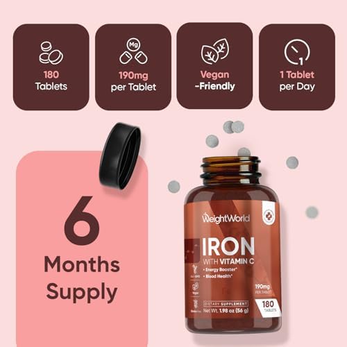 WeightWorld Hierro 65mg con Vitamina C 125mg - 180 Tabletas para Salud Sanguínea, Energía y Soporte Inmunológico | Suplemento Suave Vegano y No - imagen 8