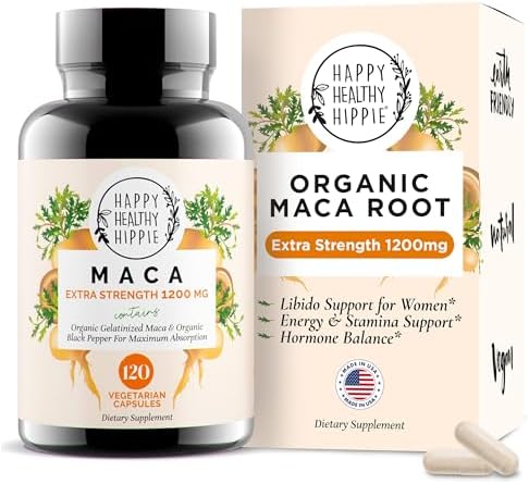 Cápsulas de Maca Orgánica 1200 mg – Aumenta la Libido Femenina, Suplemento Energético de Perú, Incluye Pimienta Negra para Mayor Absorción, Veganas, - imagen 1