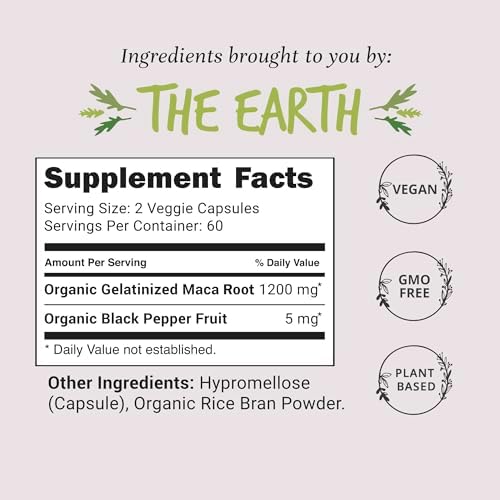 Cápsulas de Maca Orgánica 1200 mg – Aumenta la Libido Femenina, Suplemento Energético de Perú, Incluye Pimienta Negra para Mayor Absorción, Veganas, - imagen 5