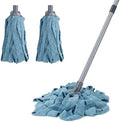 Mopa KeFanta para limpieza de pisos, incluye 1 mango y 2 cabezales de microfibra azul, recambios de mopa húmeda compatibles con varilla de 0.8 - imagen 1