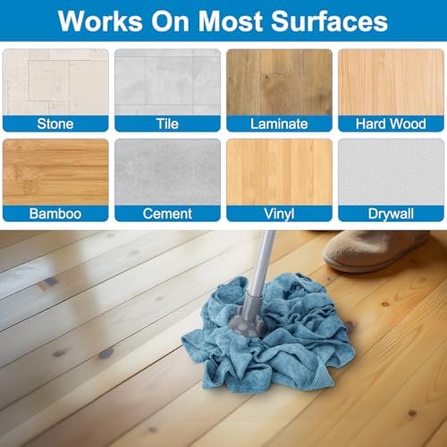 Mopa KeFanta para limpieza de pisos, incluye 1 mango y 2 cabezales de microfibra azul, recambios de mopa húmeda compatibles con varilla de 0.8 - imagen 3