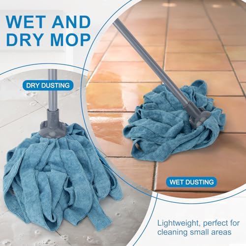 Mopa KeFanta para limpieza de pisos, incluye 1 mango y 2 cabezales de microfibra azul, recambios de mopa húmeda compatibles con varilla de 0.8 - imagen 5