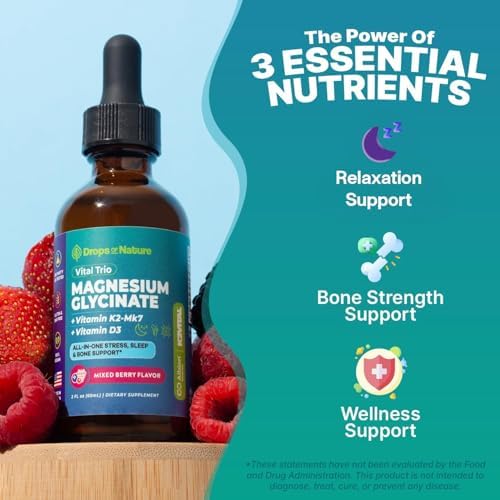 Suplemento de Magnesio Glicinato, Vitamina K2 y D3 – Vegano, Libre de OGM – VIT D MK7 K2 Suplemento de Vitaminas y Mezcla de Magnesio – Nutrientes - imagen 2