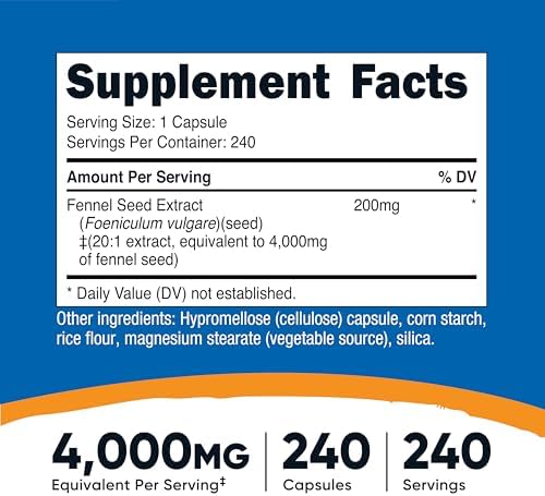Extracto de Semilla de Hinojo Nutricost 240 Cápsulas - Suplemento Vegano de Hinojo para 240 Porciones - imagen 2