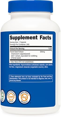 Extracto de Semilla de Hinojo Nutricost 240 Cápsulas - Suplemento Vegano de Hinojo para 240 Porciones - imagen 5