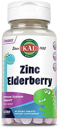 KAL Suplemento Inmunológico para Niños con Zinc y Saúco, Melts de Bayas Mixtas, Formas Divertidas de Dinosaurios, Vegano, 90 Servings - imagen 1