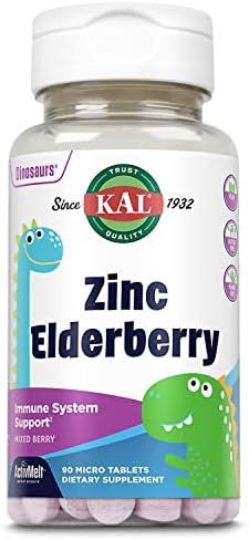 KAL Suplemento Inmunológico para Niños con Zinc y Saúco, Melts de Bayas Mixtas, Formas Divertidas de Dinosaurios, Vegano, 90 Servings - imagen 1