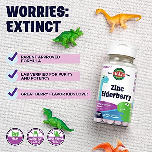 KAL Suplemento Inmunológico para Niños con Zinc y Saúco, Melts de Bayas Mixtas, Formas Divertidas de Dinosaurios, Vegano, 90 Servings - imagen 5