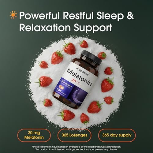 NatureBell Melatonina 20mg - 365 Pastillas - Suplemento para Dormir y Relajación Nocturna para Adultos - Se Disuelve Rápido - imagen 2