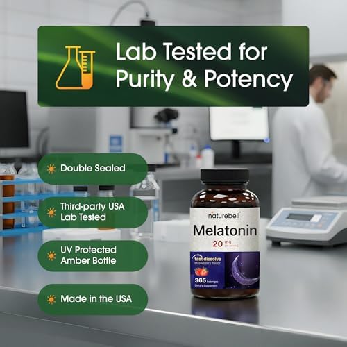 NatureBell Melatonina 20mg - 365 Pastillas - Suplemento para Dormir y Relajación Nocturna para Adultos - Se Disuelve Rápido - imagen 5
