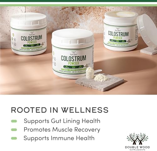 Polvo de Calostro Bovina Double Wood Supplements para Hombres y Mujeres, Salud Digestiva, Piel y Cabello, Soporte Inmunológico (120 Gramos, - imagen 4