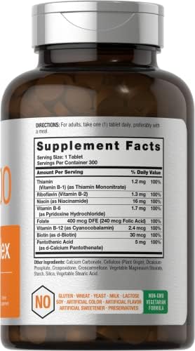 Horbäach Complejo de Vitamina B-100 | 100% del Valor Diario | 300 Tabletas | Suplemento Vegetariano, No Transgénico y Sin Gluten - imagen 2