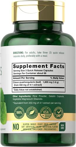Carlyle Cissus Quadrangularis | 200 Cápsulas | Suplemento de Extracto de Hierbas Tradicional | Fórmula Sin OGM y Libre de Gluten - imagen 2