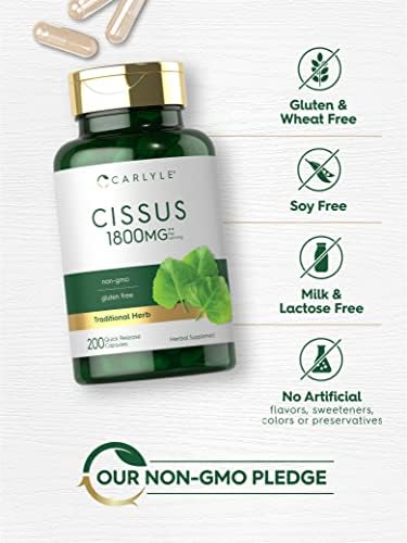 Carlyle Cissus Quadrangularis | 200 Cápsulas | Suplemento de Extracto de Hierbas Tradicional | Fórmula Sin OGM y Libre de Gluten - imagen 4
