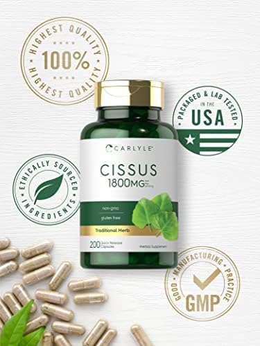 Carlyle Cissus Quadrangularis | 200 Cápsulas | Suplemento de Extracto de Hierbas Tradicional | Fórmula Sin OGM y Libre de Gluten - imagen 5