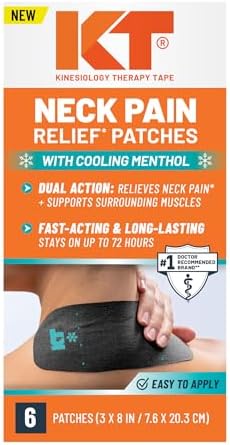 Parches KT Tape para Alivio de Dolor de Cuello, Tamaño Grande 3x9, Cinta Kinesiológica con Mentol, Terapia Refrescante, 6 Piezas - imagen 1