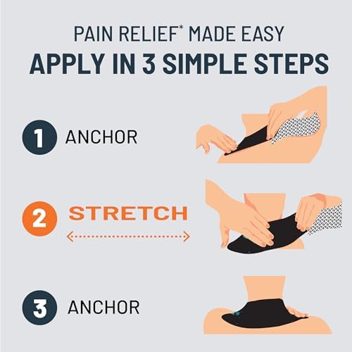Parches KT Tape para Alivio de Dolor de Cuello, Tamaño Grande 3x9, Cinta Kinesiológica con Mentol, Terapia Refrescante, 6 Piezas - imagen 7