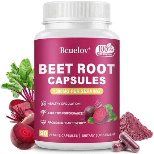 Cápsulas de Remolacha | 1300mg de Polvo de Remolacha Pura – Apoya la Presión Arterial, Energía Natural y Resistencia - 90 Cápsulas, Suministro para - imagen 1