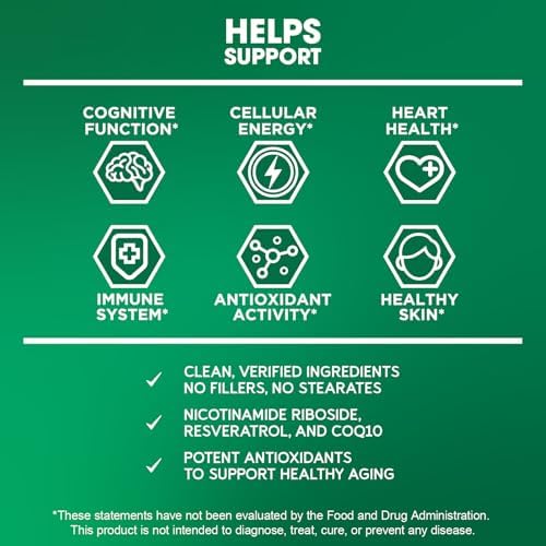 Suplemento BioEmblem de NAD+ | 300 mg de Ribósido de Nicotinamida con CoQ10 y Resveratrol | Apoya el Envejecimiento Saludable, Energía Celular y - imagen 4