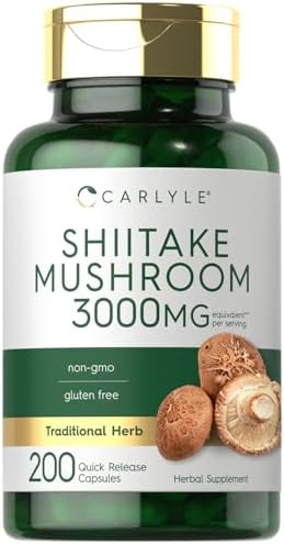 Extracto de Champiñón Shiitake Carlyle | 200 Cápsulas | Sin OGM, Libre de Gluten - imagen 1