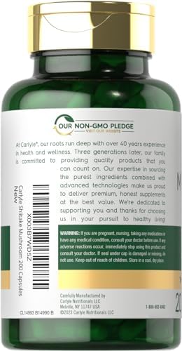 Extracto de Champiñón Shiitake Carlyle | 200 Cápsulas | Sin OGM, Libre de Gluten - imagen 3