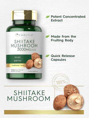 Extracto de Champiñón Shiitake Carlyle | 200 Cápsulas | Sin OGM, Libre de Gluten - imagen 4