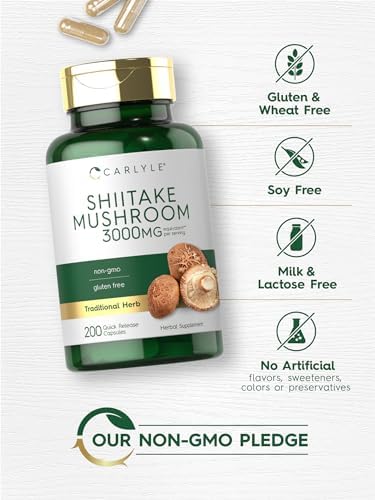 Extracto de Champiñón Shiitake Carlyle | 200 Cápsulas | Sin OGM, Libre de Gluten - imagen 5