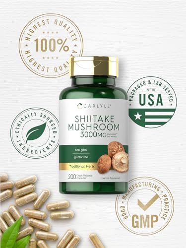 Extracto de Champiñón Shiitake Carlyle | 200 Cápsulas | Sin OGM, Libre de Gluten - imagen 6