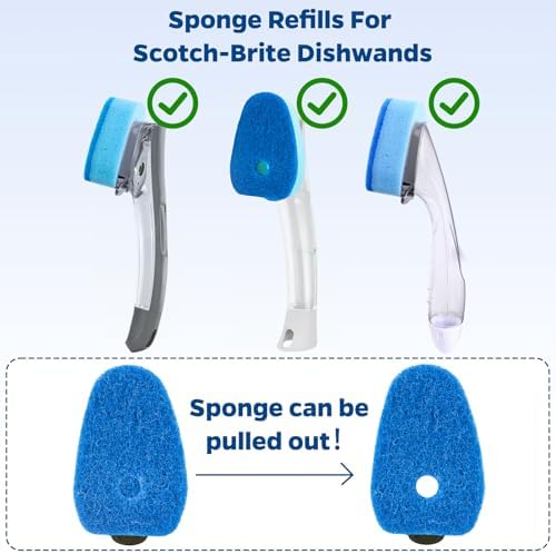 Recargas de Esponja para Cepillo Scotch-Brite - Paquete de 10 Recargas de Cepillo Antirayaduras para Utensilios Antiadherentes, Vidrio y Bañeras - imagen 2