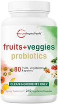 Suplemento de Frutas y Verduras Micro Ingredients con Probióticos, 240 Cápsulas Vegetarianas | Complejo de 80+ Super Greens y Frutas | Apoyo a la - imagen 1