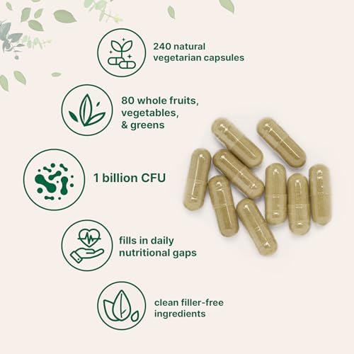 Suplemento de Frutas y Verduras Micro Ingredients con Probióticos, 240 Cápsulas Vegetarianas | Complejo de 80+ Super Greens y Frutas | Apoyo a la - imagen 3